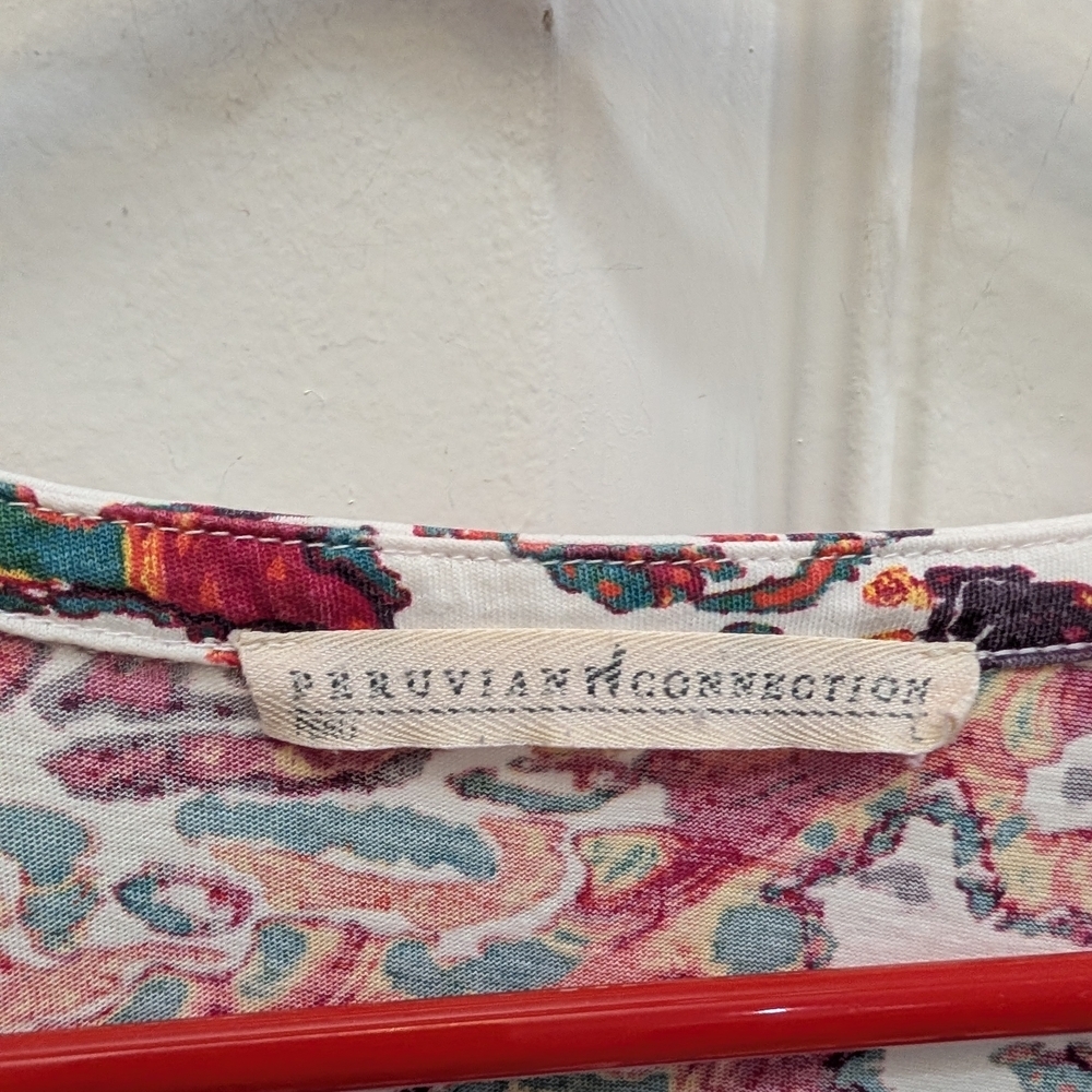 Peruvian Connection Multicolor Floral Goa Tunic - Picture 4 of 4